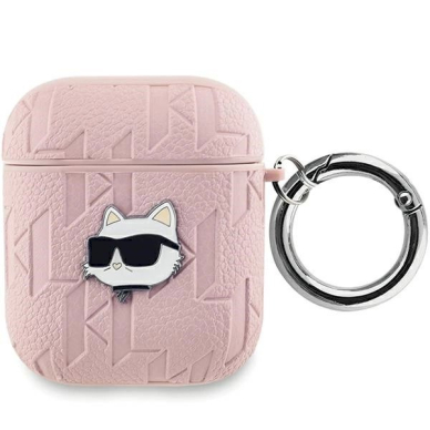 Karl Lagerfeld Monogram Choupette Head dėklas AirPods 1 / 2 - Rožinis Karl Lagerfeld Monogram Choupette Head dėklas AirPods 1 / 2 - Rožinis