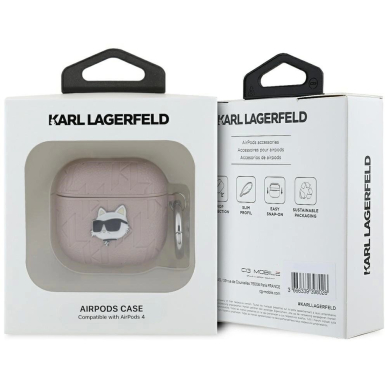 Karl Lagerfeld Monogram Choupette Head Dėklas skirtas AirPods 4 - Rožinis 2