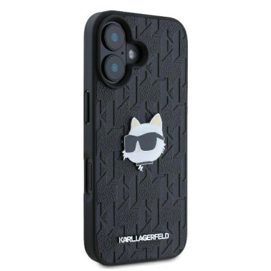 iPhone 16 Karl Lagerfeld Monogram Choupette Head Pin dėklas – juodas 3