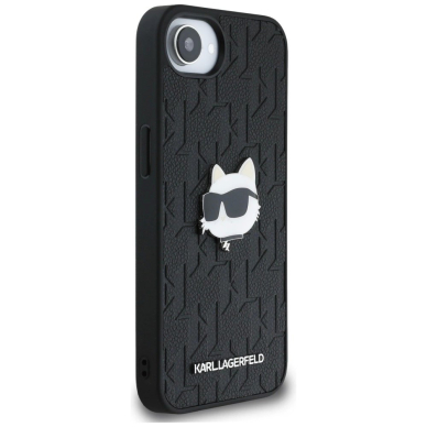 iPhone 16e – Karl Lagerfeld Monogram Choupette Head Pin dėklas - Juodas 3