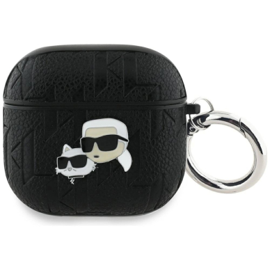 Karl Lagerfeld Monogram Karl & Choupette Head Dėklas skirtas AirPods 4 - Juodas