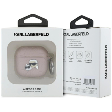 Karl Lagerfeld Monogram Karl & Choupette Head Dėklas skirtas AirPods 4 - Rožinis 2