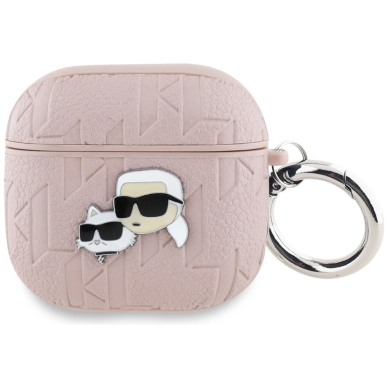 Karl Lagerfeld Monogram Karl & Choupette Head Dėklas skirtas AirPods 4 - Rožinis