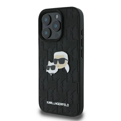 Dėklas Karl Lagerfeld Monogram Karl  Choupette Head Pin  iPhone 16 Pro Max - Juodas\ 1