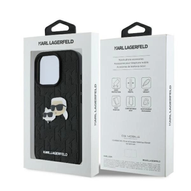 Dėklas Karl Lagerfeld Monogram Karl  Choupette Head Pin  iPhone 16 Pro Max - Juodas\ 7