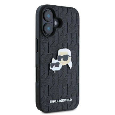 Dėklas Karl Lagerfeld Monogram Karl Choupette Head Pin iPhone 16 - Juodas 3 Dėklas Karl Lagerfeld Monogram Karl Choupette Head Pin iPhone 16 - Juodas 3