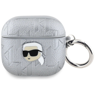 Karl Lagerfeld Monogram Karl Head Dėklas skirtas AirPods 4 - Sidabrinis Karl Lagerfeld Monogram Karl Head Dėklas skirtas AirPods 4 - Sidabrinis