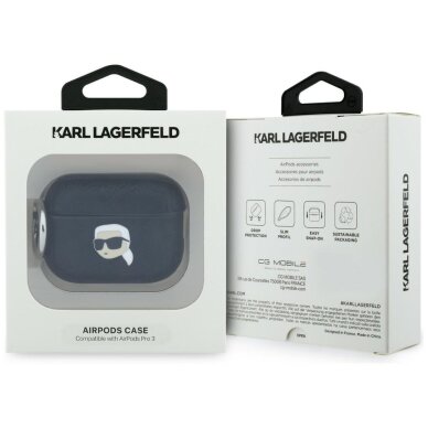 AirPods Pro 3 Karl Lagerfeld Monogram Karl Head dėklas – juodas 3