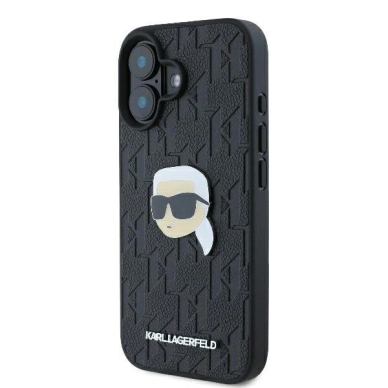 iPhone 16 Karl Lagerfeld Monogram Karl Head Pin dėklas – juodas 1
