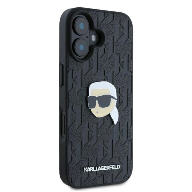 iPhone 16 Karl Lagerfeld Monogram Karl Head Pin dėklas – juodas 3
