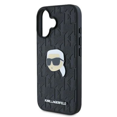 iPhone 16 Karl Lagerfeld Monogram Karl Head Pin dėklas – juodas 5