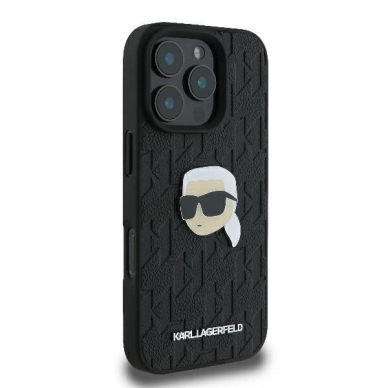 iPhone 16 Pro Max Karl Lagerfeld Monogram Karl Head Pin dėklas – juodas 3