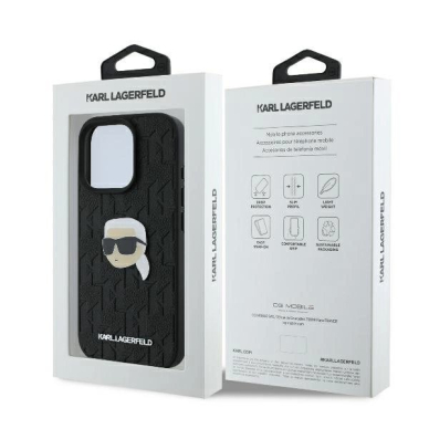iPhone 16 Pro Max Karl Lagerfeld Monogram Karl Head Pin dėklas – juodas 7