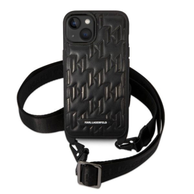 Karl Lagerfeld Monogram Plaque Logo Strap Dėklas skirtas iPhone 14 / 15 / 13 6.1&quot; - Juodas 1