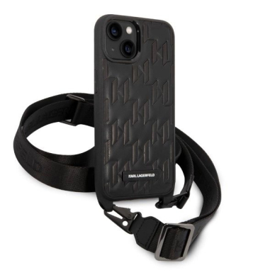 Karl Lagerfeld Monogram Plaque Logo Strap Dėklas skirtas iPhone 14 / 15 / 13 6.1&quot; - Juodas 2
