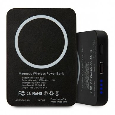 Išorinė Baterija Karl Lagerfeld Powerbank 3000mAh MagSafe, Juoda (KLPBMSOIBK) 2