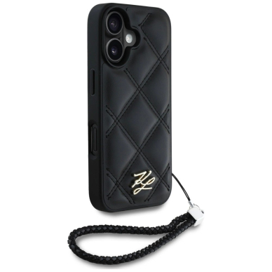 iPhone 16 – Karl Lagerfeld Quilted Initial Logo & Chain Strap dėklas - Juodas 2
