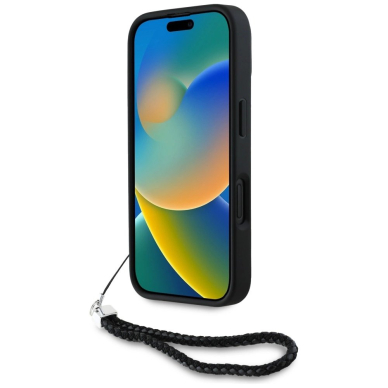 iPhone 16 – Karl Lagerfeld Quilted Initial Logo & Chain Strap dėklas - Juodas 3