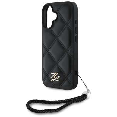 iPhone 16 – Karl Lagerfeld Quilted Initial Logo & Chain Strap dėklas - Juodas 4