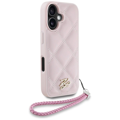 iPhone 16 – Karl Lagerfeld Quilted Initial Logo & Chain Strap dėklas - Rožinis 2