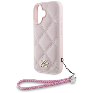 iPhone 16 – Karl Lagerfeld Quilted Initial Logo & Chain Strap dėklas - Rožinis 4