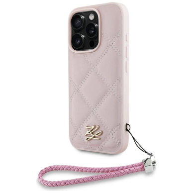 iPhone 16 Pro – Karl Lagerfeld Quilted Initial Logo & Chain Strap dėklas - Rožinis iPhone 16 Pro – Karl Lagerfeld Quilted Initial Logo & Chain Strap dėklas - Rožinis