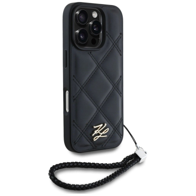 iPhone 16 Pro Max – Karl Lagerfeld Quilted Initial Logo & Chain Strap dėklas - Juodas 2