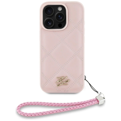 iPhone 16 Pro Max – Karl Lagerfeld Quilted Initial Logo & Chain Strap dėklas - Rožinis 1