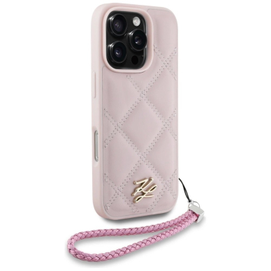 iPhone 16 Pro Max – Karl Lagerfeld Quilted Initial Logo & Chain Strap dėklas - Rožinis 2