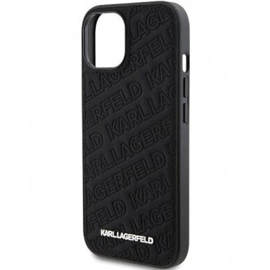 Originalus Karl Lagerfeld Dėklas Quilted K Pattern dėklas skirtas iPhone 15 Plus / 14 Plus - Juodas 5