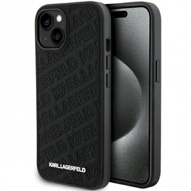 Originalus Karl Lagerfeld Dėklas Quilted K Pattern dėklas skirtas iPhone 15 Plus / 14 Plus - Juodas Originalus Karl Lagerfeld Dėklas Quilted K Pattern dėklas skirtas iPhone 15 Plus / 14 Plus - Juodas