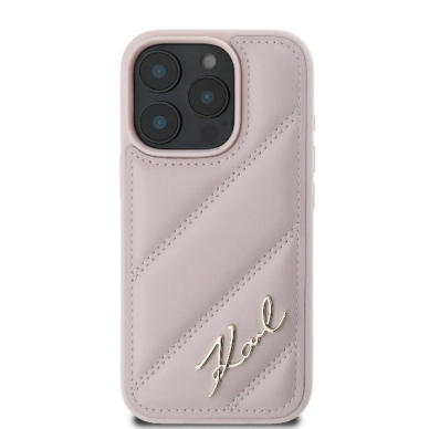 iPhone 16 Pro – Karl Lagerfeld Quilted Signature dėklas - Rožinis 2
