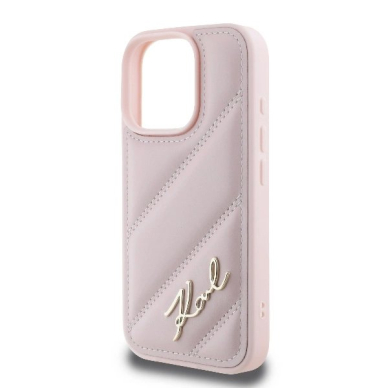 iPhone 16 Pro – Karl Lagerfeld Quilted Signature dėklas - Rožinis 5