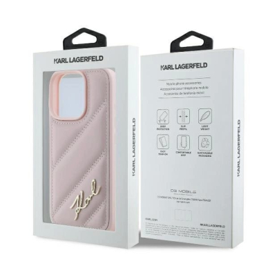 iPhone 16 Pro – Karl Lagerfeld Quilted Signature dėklas - Rožinis 7