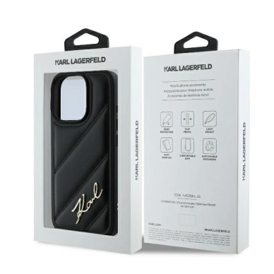 iPhone 16 Pro Max – Karl Lagerfeld Quilted Signature dėklas - Juodas 6