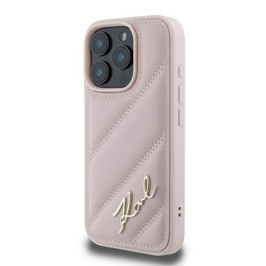 iPhone 16 Pro Max – Karl Lagerfeld Quilted Signature dėklas - Rožinis 1
