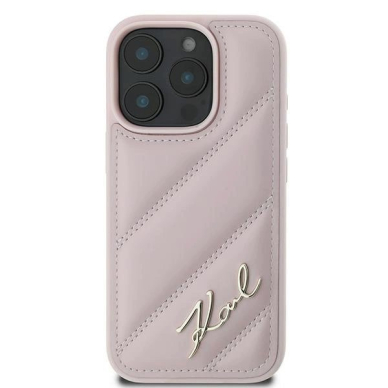 iPhone 16 Pro Max – Karl Lagerfeld Quilted Signature dėklas - Rožinis 2