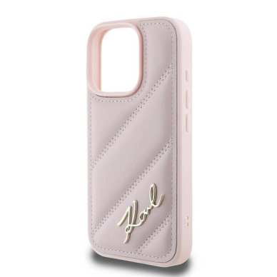 iPhone 16 Pro Max – Karl Lagerfeld Quilted Signature dėklas - Rožinis 5