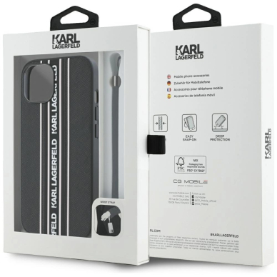 iPhone 15 Karl Lagerfeld Saffiano Athleisure Stripes Cord dėklas - rožinis 6