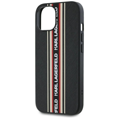 iPhone 15 Karl Lagerfeld Saffiano Athleisure Stripes Cord dėklas - raudonas 4