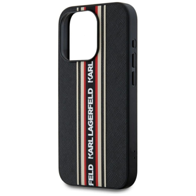 iPhone 15 Pro Karl Lagerfeld Saffiano Athleisure Stripes Cord dėklas - raudonas 4