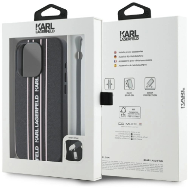 iPhone 15 Pro Max Karl Lagerfeld Saffiano Athleisure Stripes Cord dėklas - rožinis 6