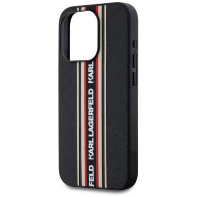 iPhone 15 Pro Max Karl Lagerfeld Saffiano Athleisure Stripes Cord dėklas - raudonas 4