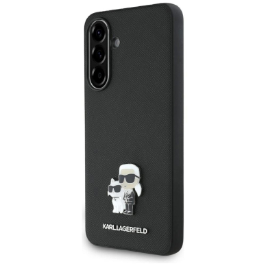 Samsung Galaxy A56 – Karl Lagerfeld Saffiano dėklas su K&C metaliniu logotipu - Juodas
