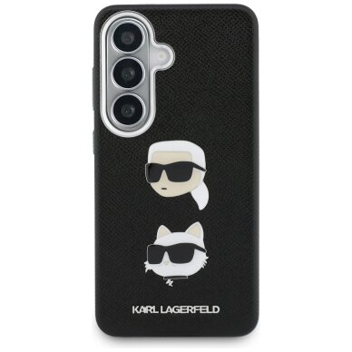 Samsung Galaxy S26+ Karl Lagerfeld Saffiano Double Heads Metal dėklas – juodas 2