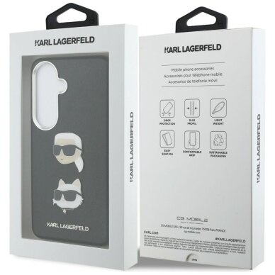 Samsung Galaxy S26+ Karl Lagerfeld Saffiano Double Heads Metal dėklas – juodas 7