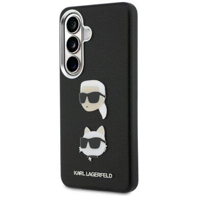 Samsung Galaxy S26+ Karl Lagerfeld Saffiano Double Heads Metal dėklas – juodas 1