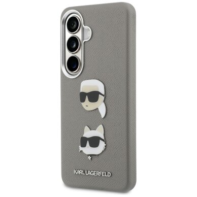 Samsung Galaxy S26 Karl Lagerfeld Saffiano Double Heads Metal dėklas – sidabrinis 1