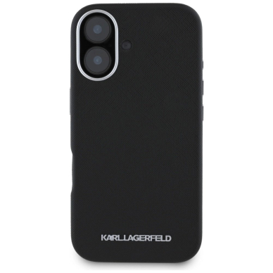 Karl Lagerfeld Saffiano Full Wrapped Elongated Metal Logo MagSafe Dėklas skirtas iPhone 16 - Juodas 2