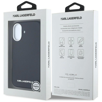 Karl Lagerfeld Saffiano Full Wrapped Elongated Metal Logo MagSafe Dėklas skirtas iPhone 16 - Juodas 7